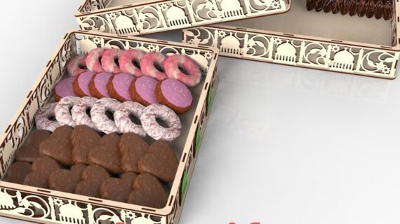 Ramzan Sweets Box – MDF Wooden Serving Tray for Dates & Sweets