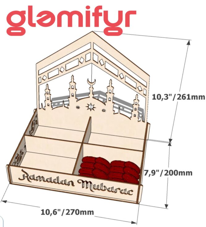 Ramzan Snack Tray with Kaaba - 4 slots - Image 3