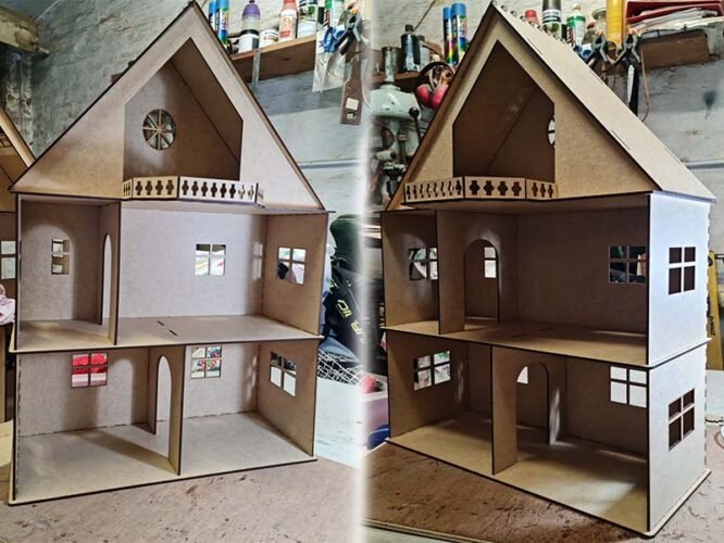 🏠 Wooden Dollhouse – DIY Doll House Plans & Kit for Kids and Collectors