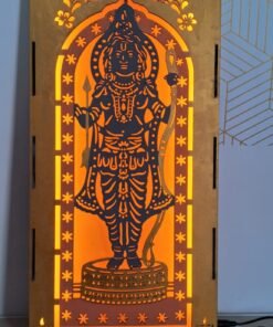 Ayodhya Ram LED Backlit Wooden Wall Decor, Premium Temple Wall Art, 43×24×3 cm, Pooja Room, Living Room, Festive Decoration