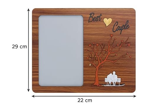 Best Couple Wooden Photo Frame, Double-Sided Laminated Wood, Romantic Tree Design with Heart, 29 x 22 cm, Wall Decor Gift - Image 3